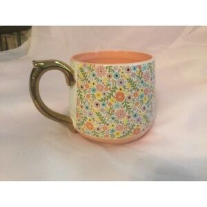 Floral Ceramic Harry & David Mug with Gold Handle